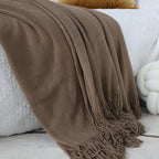 Coffee Acrylic Knitted Throw Blanket