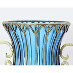 51cm Blue Glass Floor Vase with Metal Stand