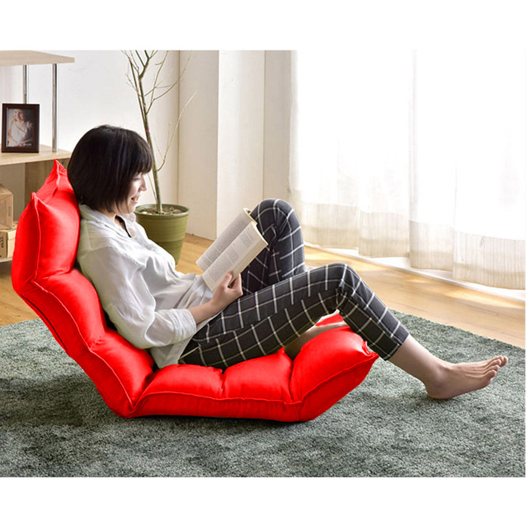Leather Floor Recliner Lazy Chair Red