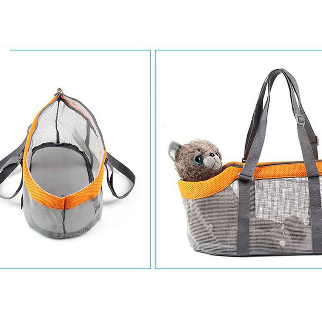 Waterproof Breathable Net Mesh Pet Carrier Bag Orange