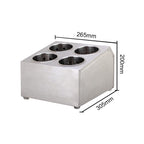 18/10 Stainless Steel Commercial Square Cutlery Holder with 4 Holes