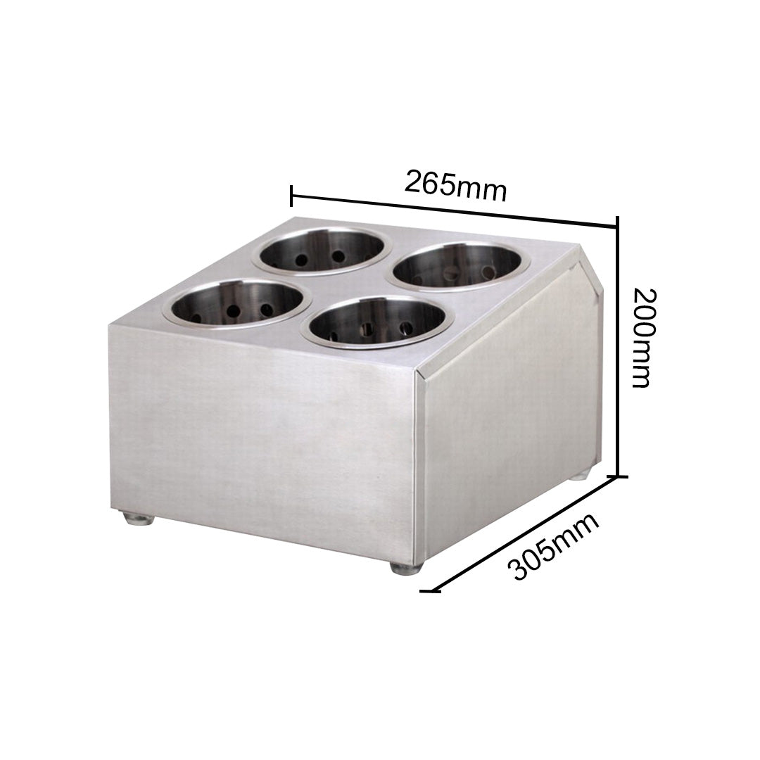 18/10 Stainless Steel Commercial Square Cutlery Holder with 4 Holes