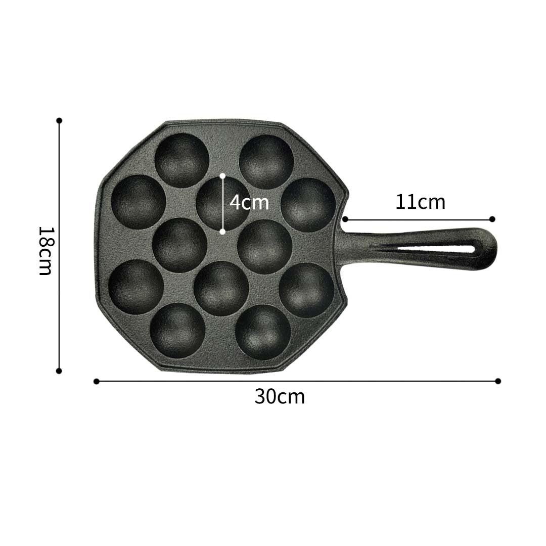 18CM Cast Iron Takoyaki Fry Pan with 12 Mold