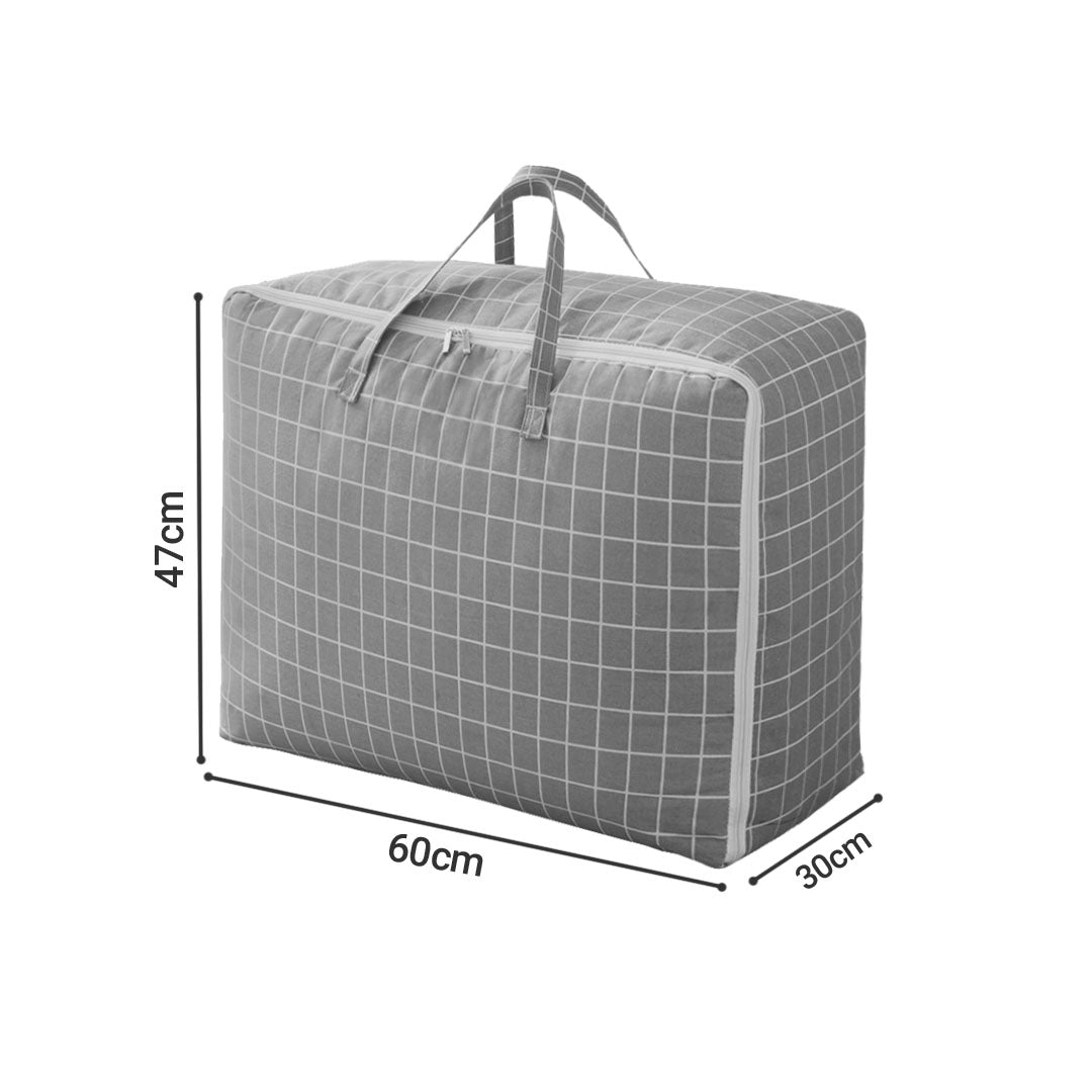 Grey Plaid Extra Large Storage Luggage Bag