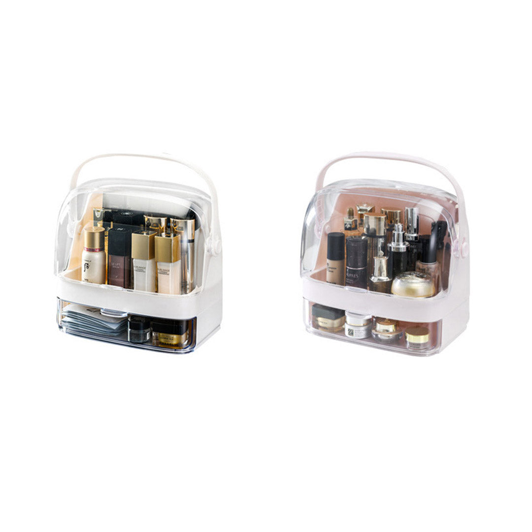 2 Tier Pink Countertop Makeup Storage Organiser