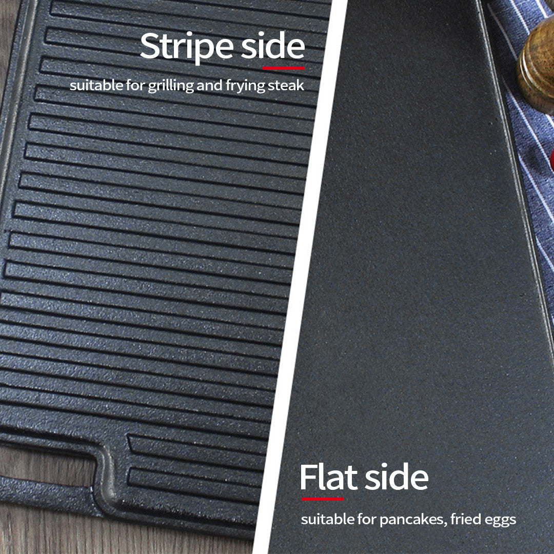 45cm Rectangular Cast Iron BBQ Grill Tray with Handle