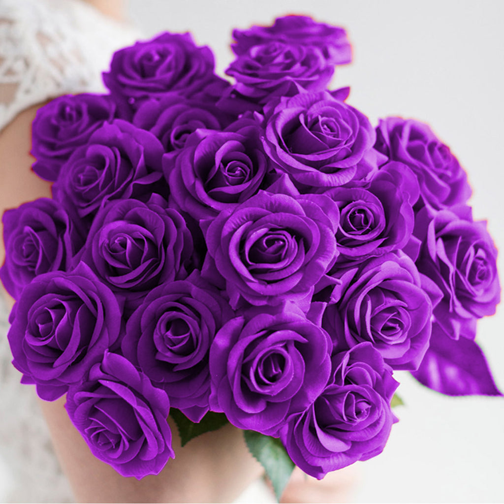 10pcs Artificial Silk Rose Purple