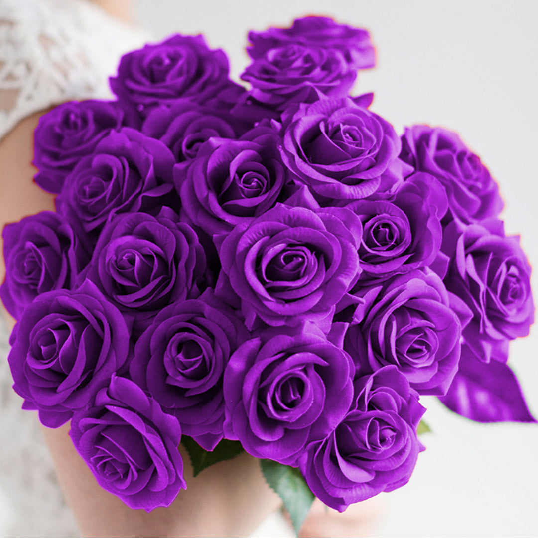 10pcs Artificial Silk Rose Purple