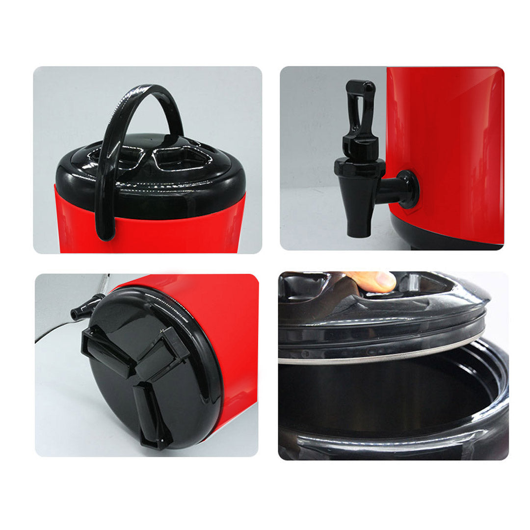 16L Stainless Steel Milk Tea Barrel with Faucet Red