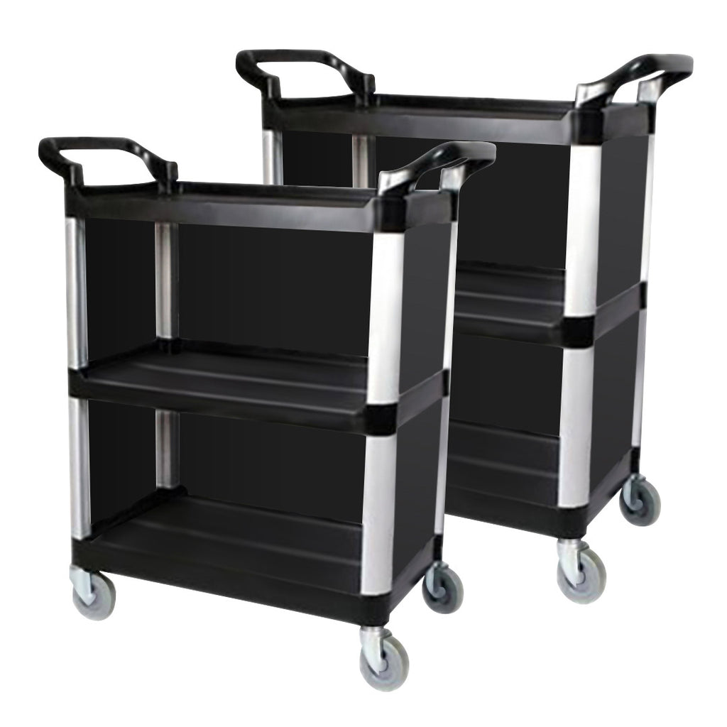 3 Tier Covered Utility Cart Black