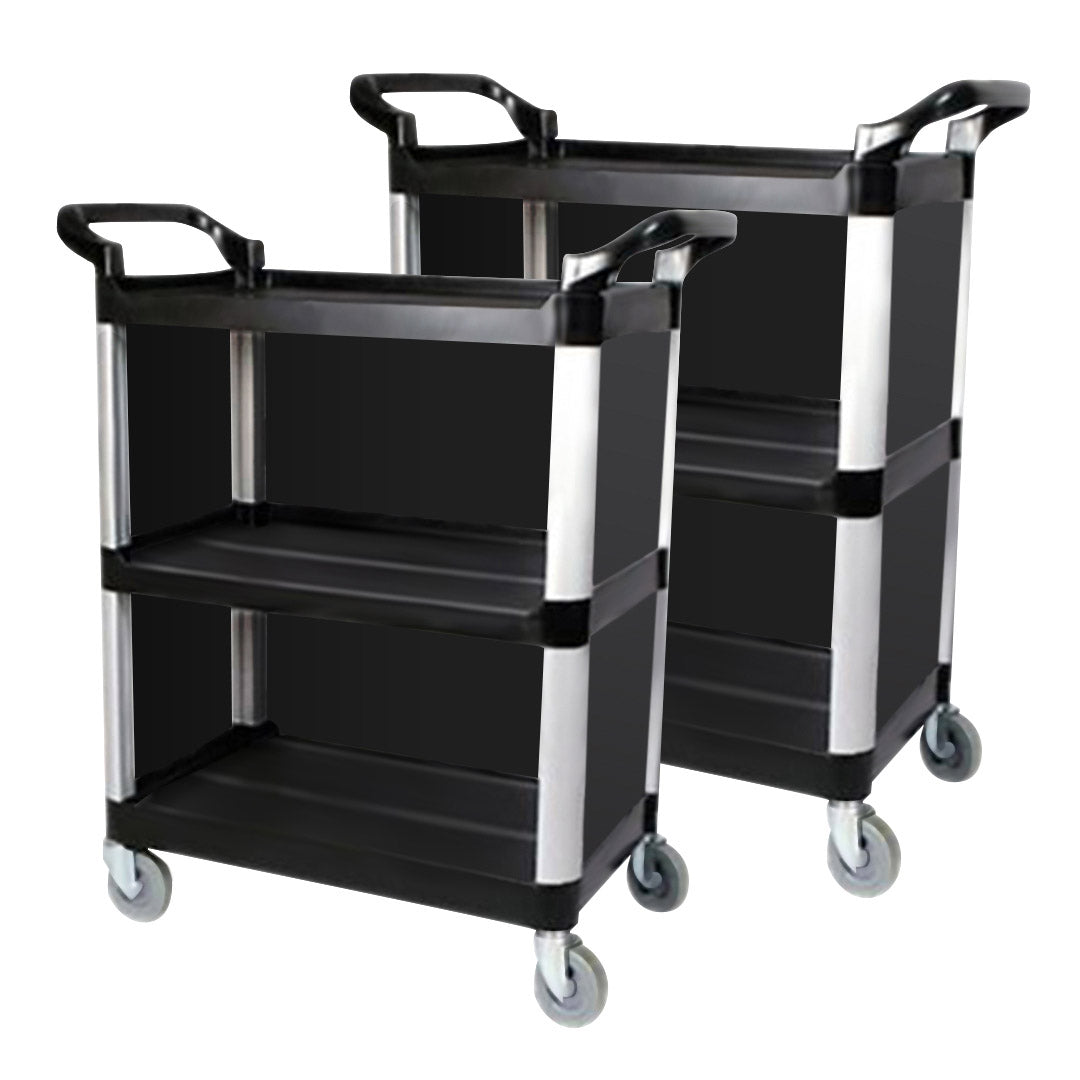 3 Tier Covered Utility Cart Black