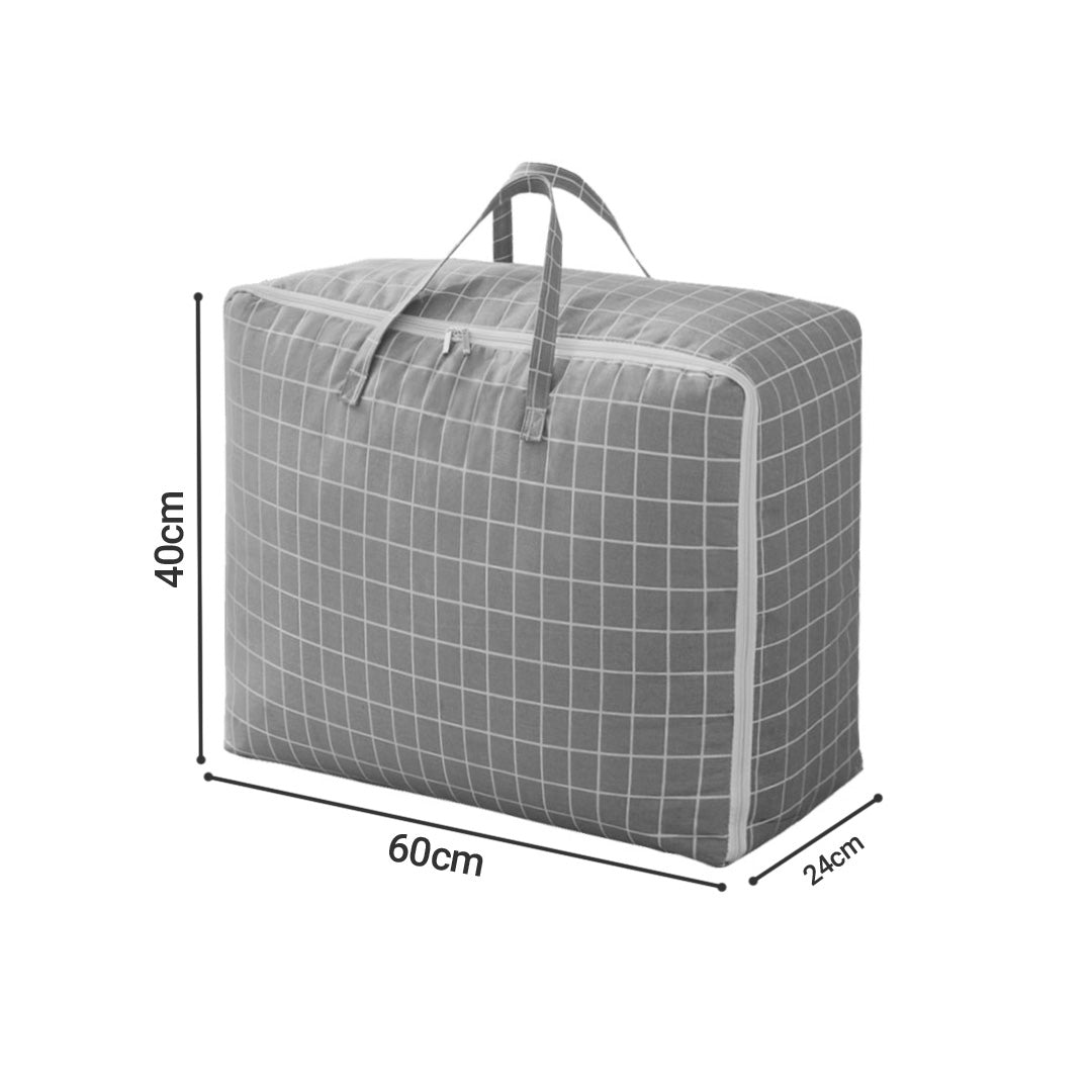 Grey Plaid Large Storage Luggage Bag