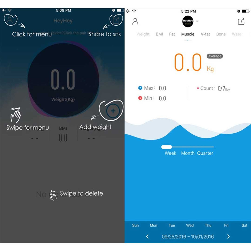 Wireless Bluetooth Digital Body Fat Scale Black