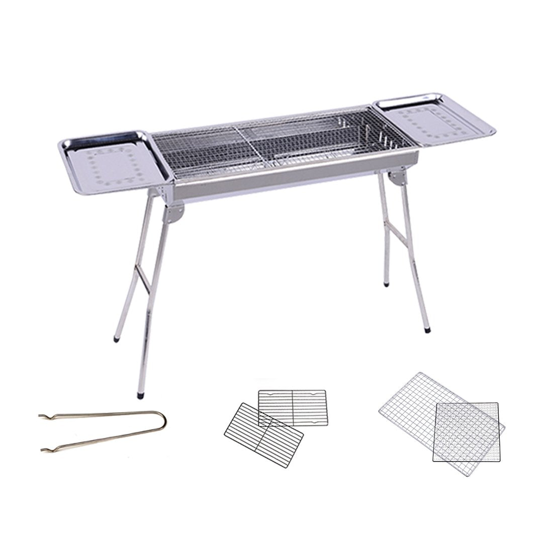 Stainless Steel Skewers BBQ Grill with Side Tray 6-8 Persons