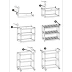 3 Tier Utility Cart w/ Two Bins 83x43x95cm Small