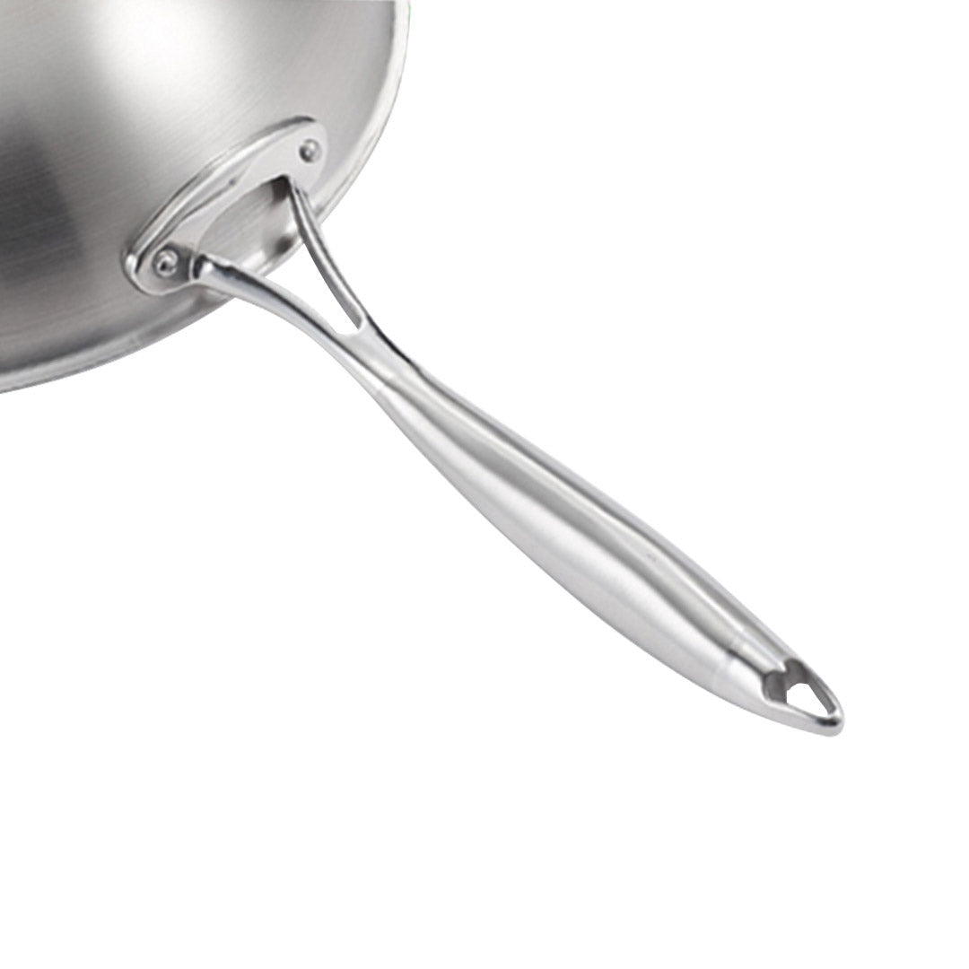 18/10 Stainless Steel 34cm Frying Pan Skillet with Helper Handle and Lid
