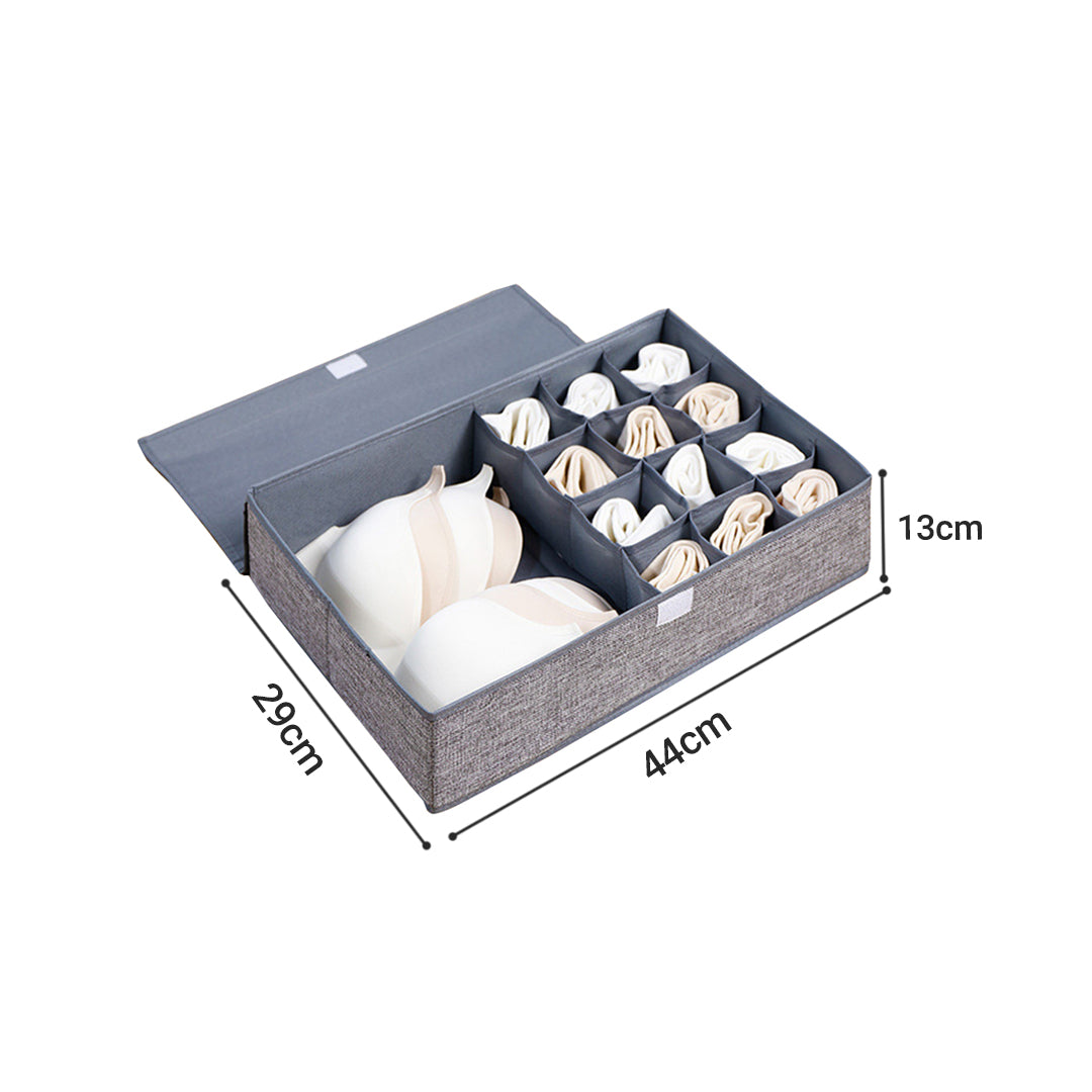 Grey Flip Top Underwear Storage Box