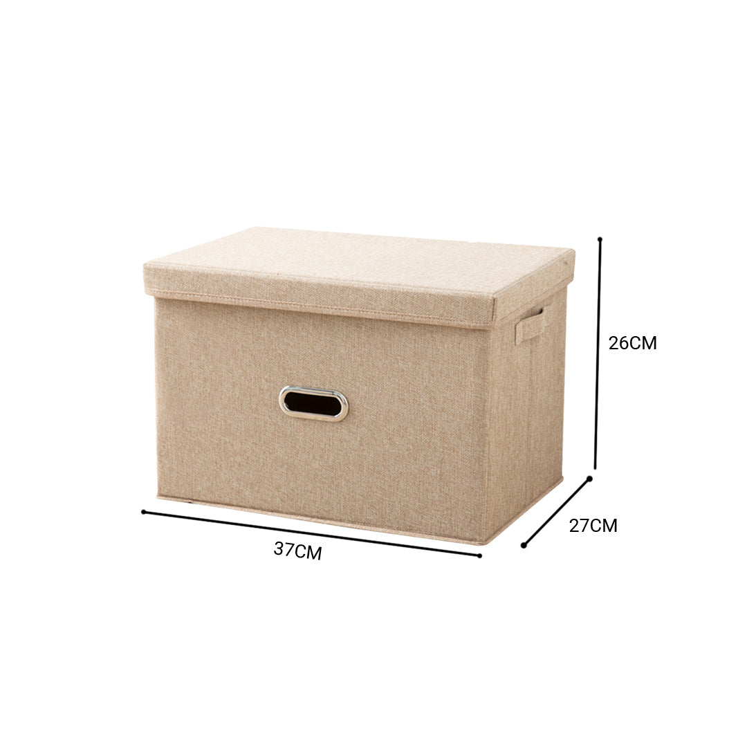 Beige Medium Foldable Canvas Storage Box