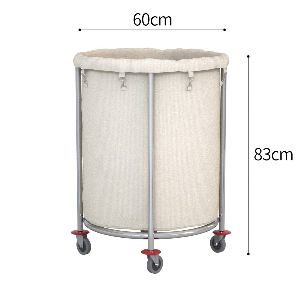 Stainless Round Linen Cart White