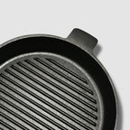 SOGA 25cm Round Ribbed Cast Iron with Handle