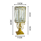 European Clear Glass Flower Vase with Gold Metal Pattern