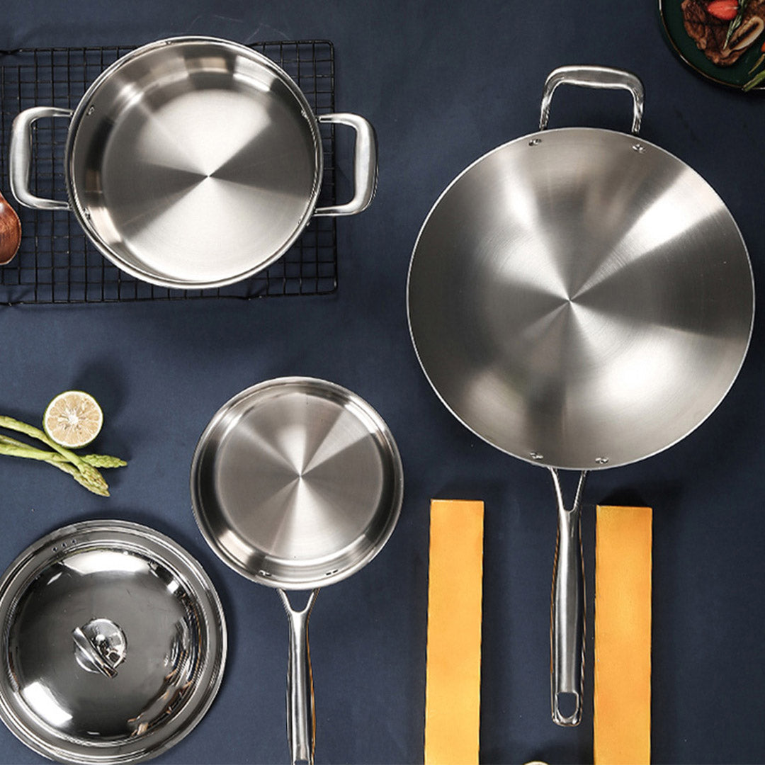 6 Piece Cookware Set Frying Pan, Milk, and Soup Pot with Lid