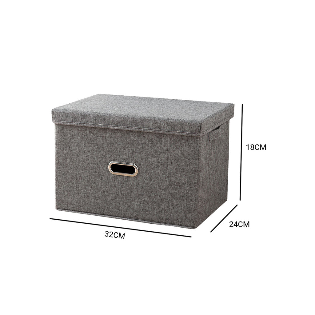 Grey Small Foldable Canvas Storage Box