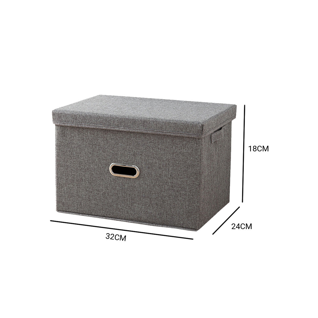 Grey Small Foldable Canvas Storage Box