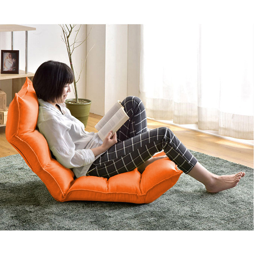 Leather Floor Recliner Lazy Chair Orange