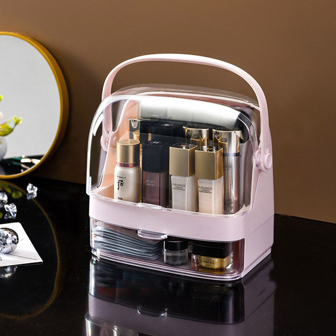 2 Tier Pink Countertop Makeup Storage Organiser