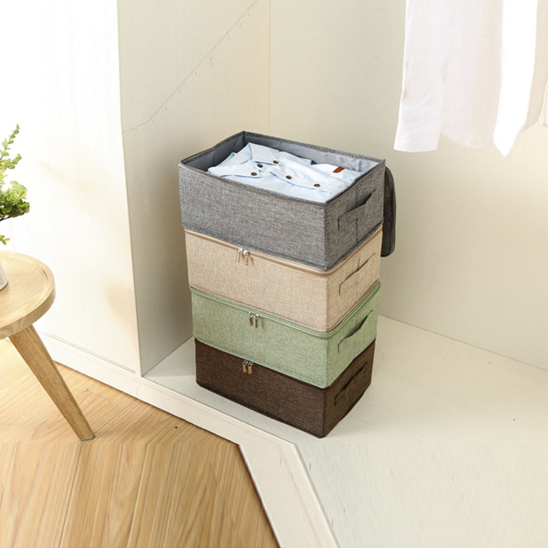 Grey Small Double Zipper Storage Box