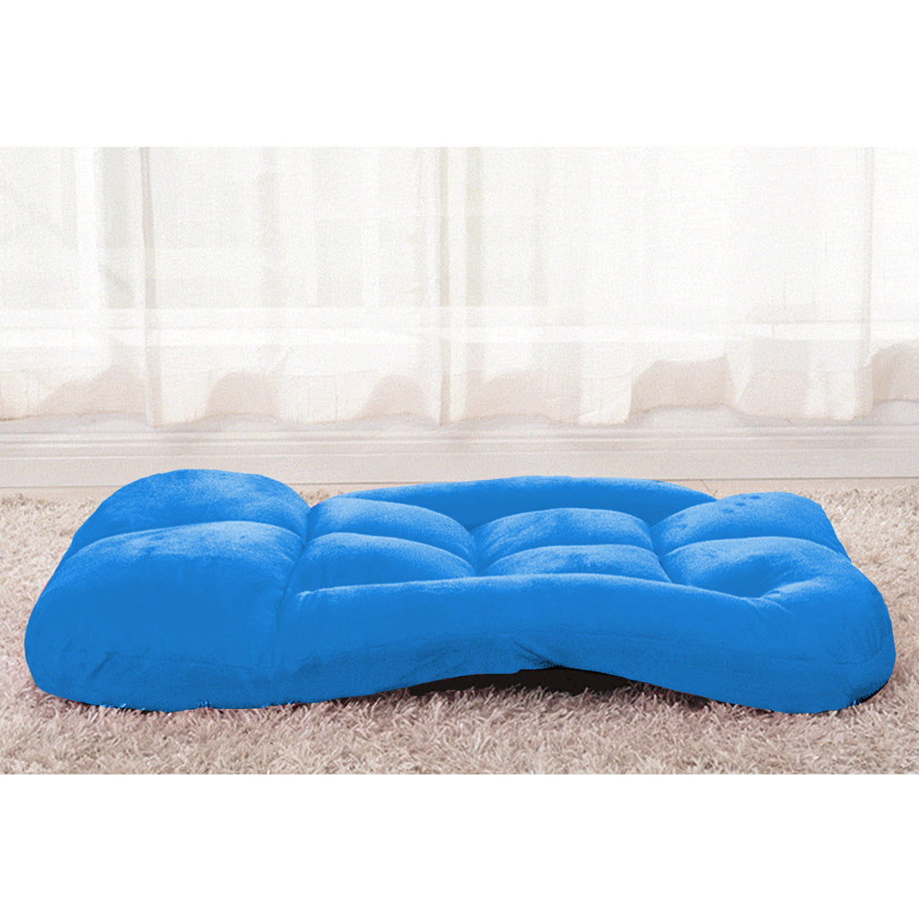 Foldable Floor Recliner Lazy Chair with Armrest Blue