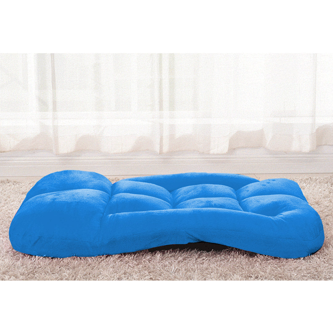 Foldable Floor Recliner Lazy Chair with Armrest Blue