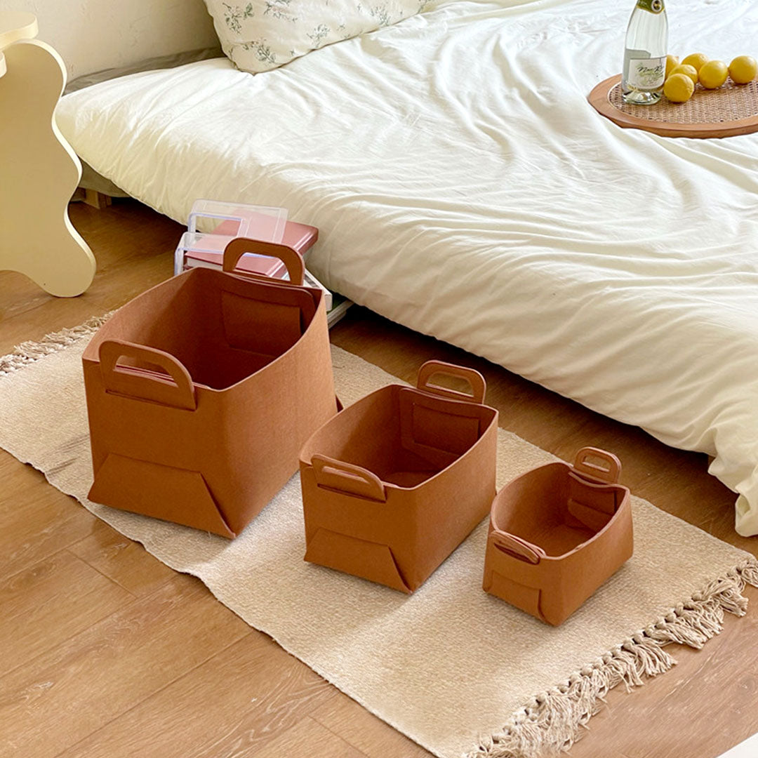 Medium Coffee Felt Storage Box