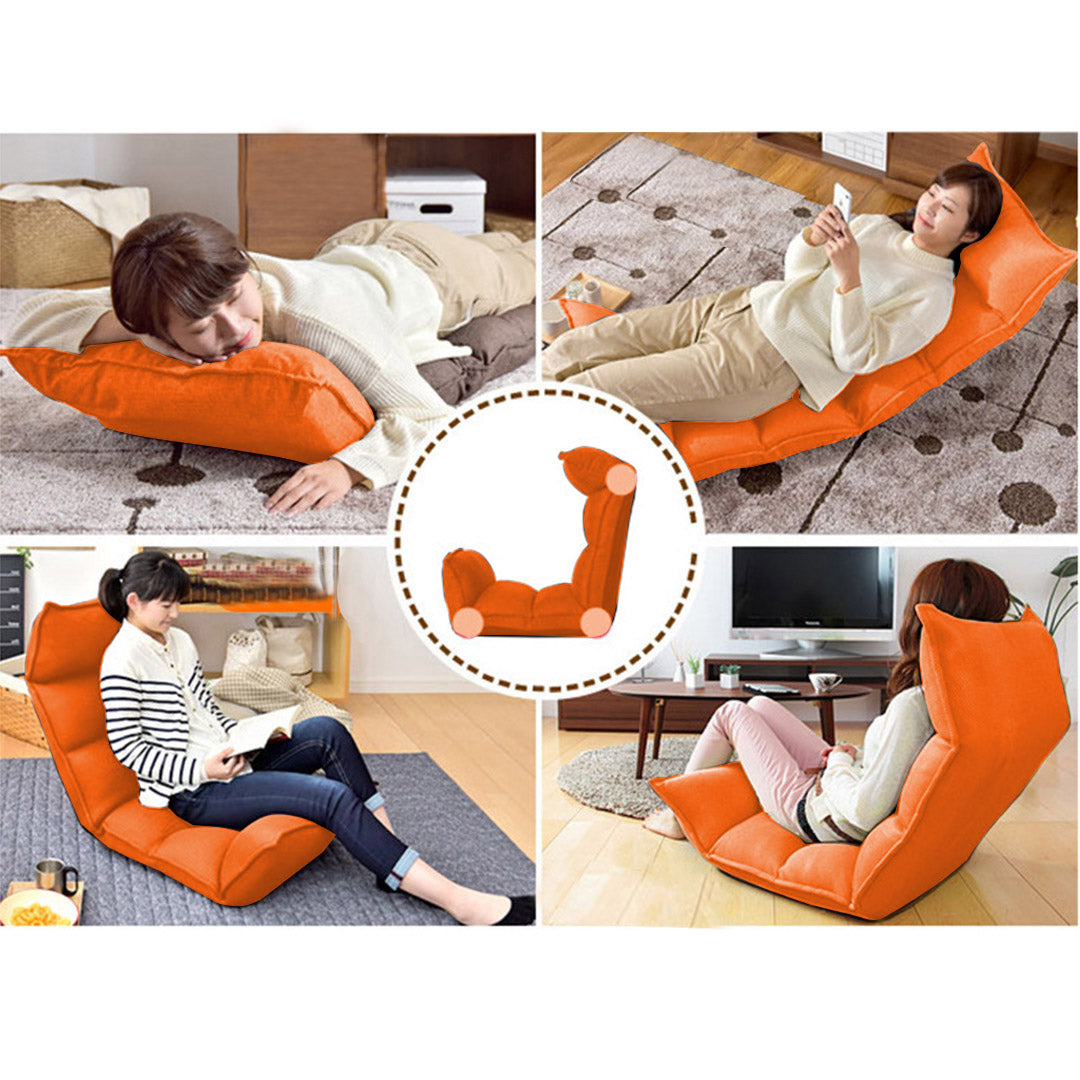 Leather Floor Recliner Lazy Chair Orange