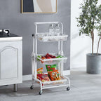 3 Tier Steel White Adjustable Kitchen Cart