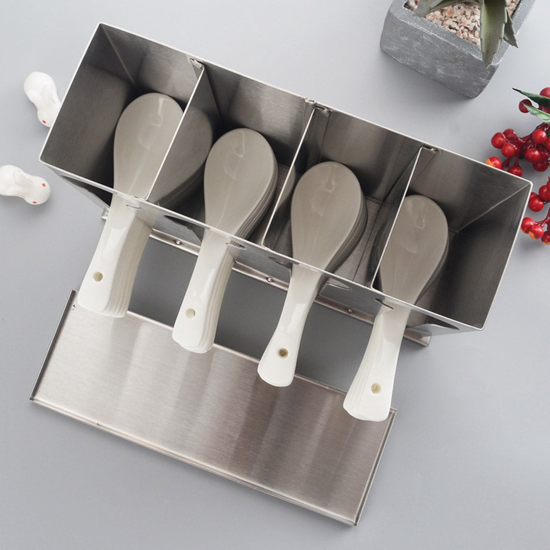 Stainless Steel Buffet Utensil Holder 4 Holes