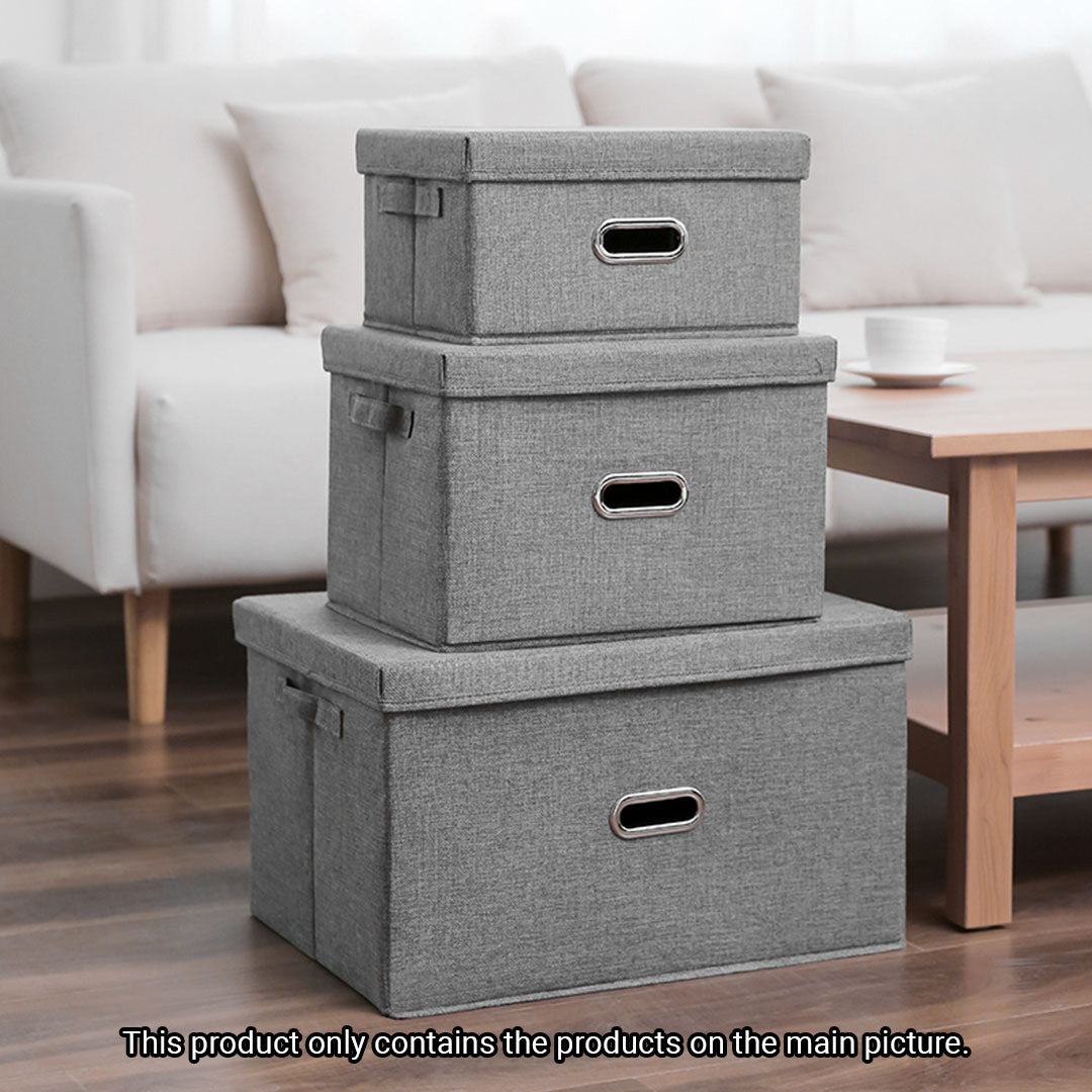 Grey Large Foldable Canvas Storage Box