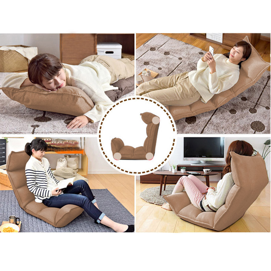 Leather Floor Recliner Lazy Chair Khaki
