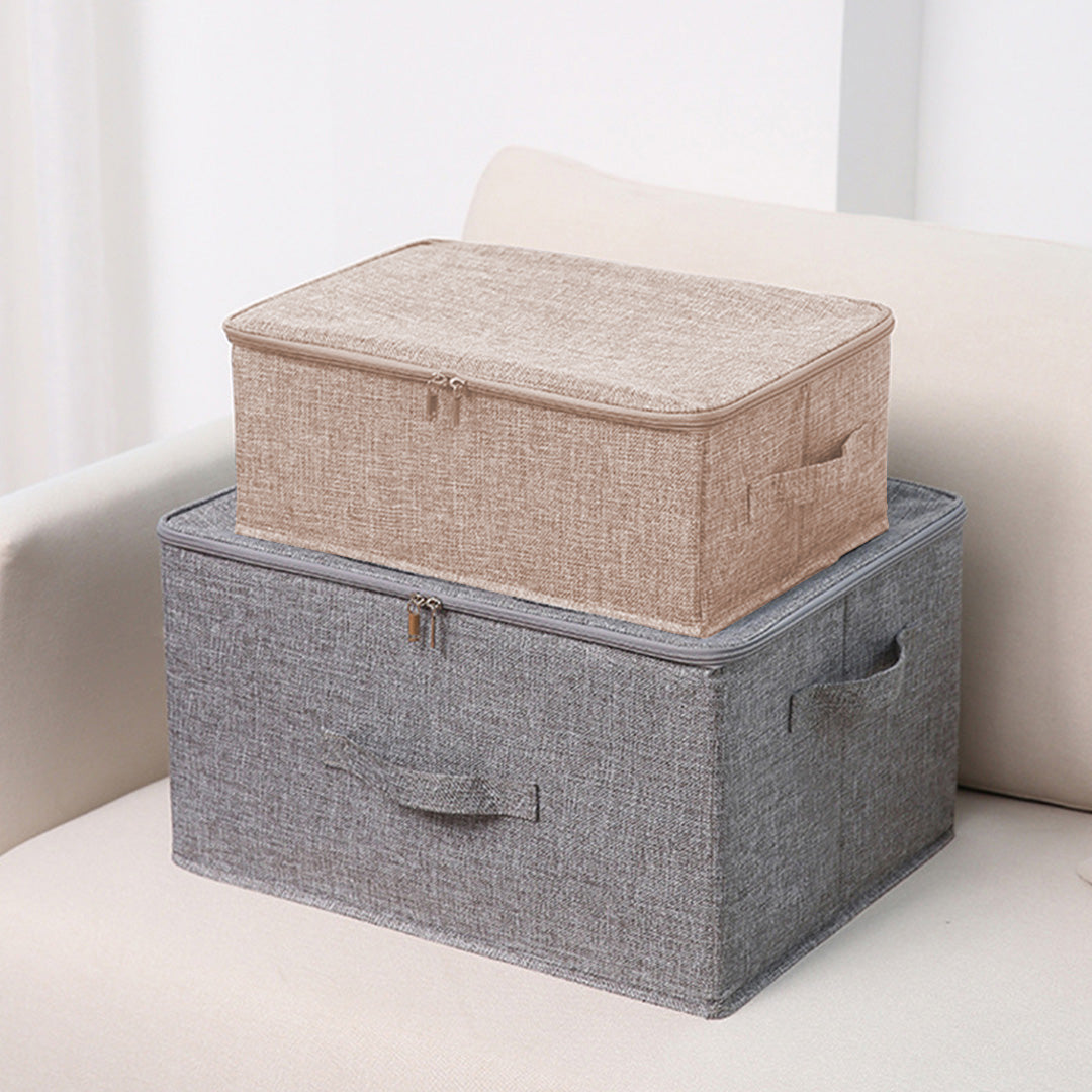 Beige Small Double Zipper Storage Box