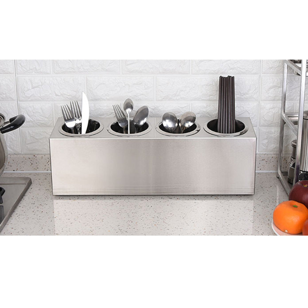 18/10 Stainless Steel Commercial Cutlery Holder with 4 Holes