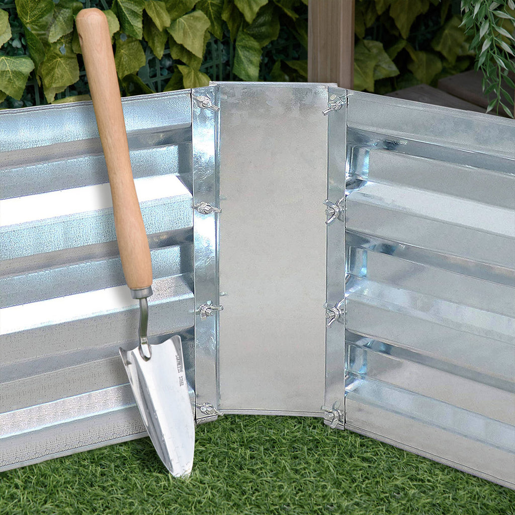 90cm Square Galvanized Raised Garden Bed Silver