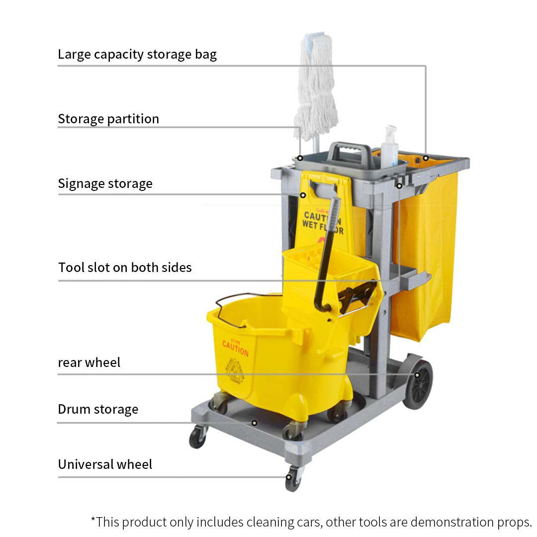 3 Tier Multifunction Janitor Cart and Bag