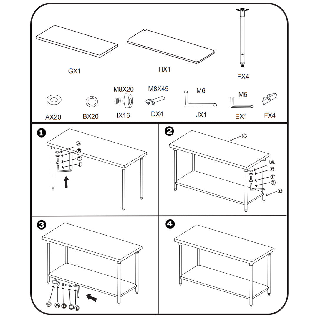 2-Tier Commercial Catering Stainless Steel Work Bench 150*70*85cm