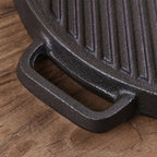 30cm Round Cast Iron Ribbed Pan