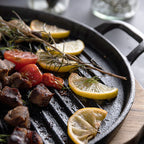 28cm Ribbed Cast Iron Frying Pan Skillet