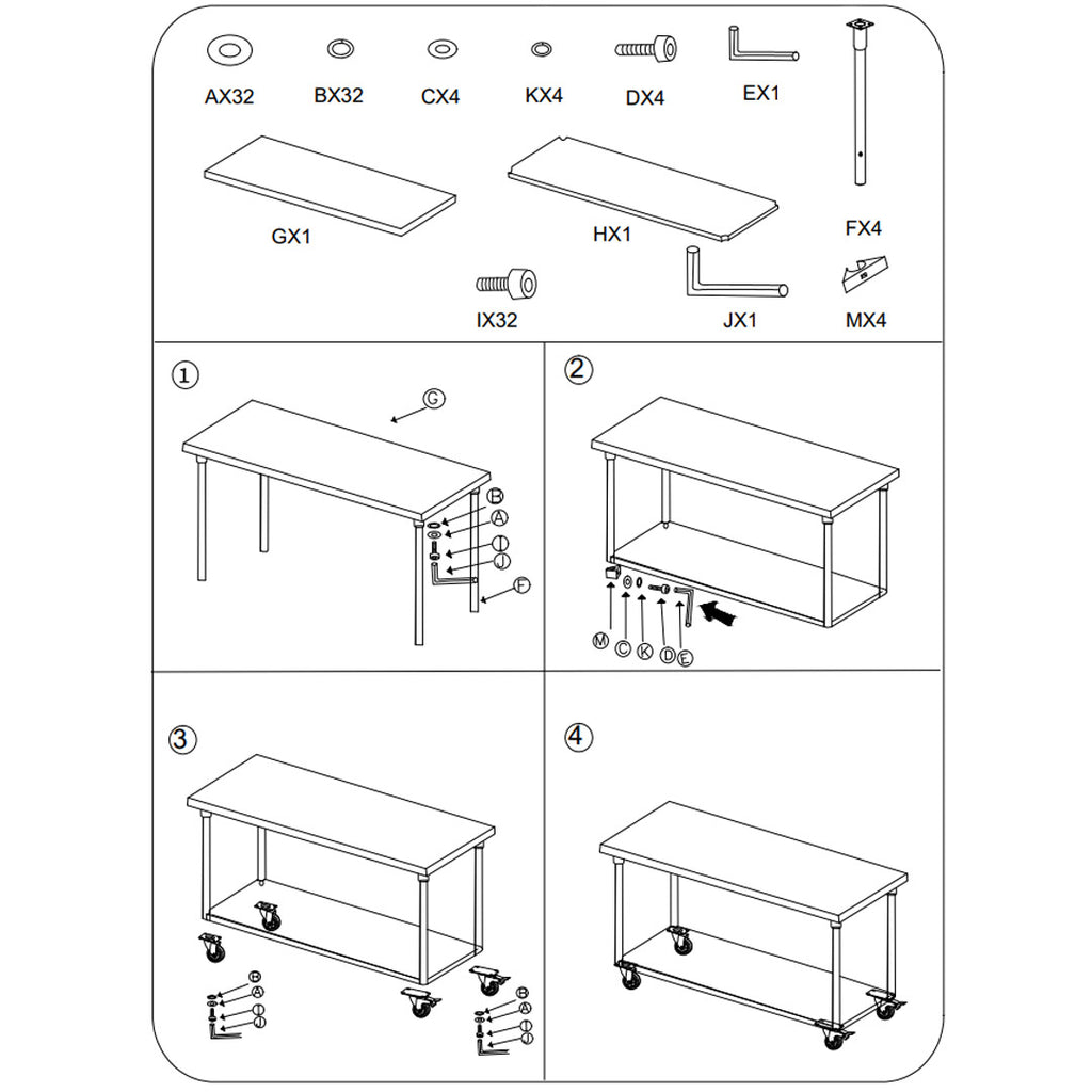 150cm Commercial Kitchen Stainless Steel Work Bench with Wheels