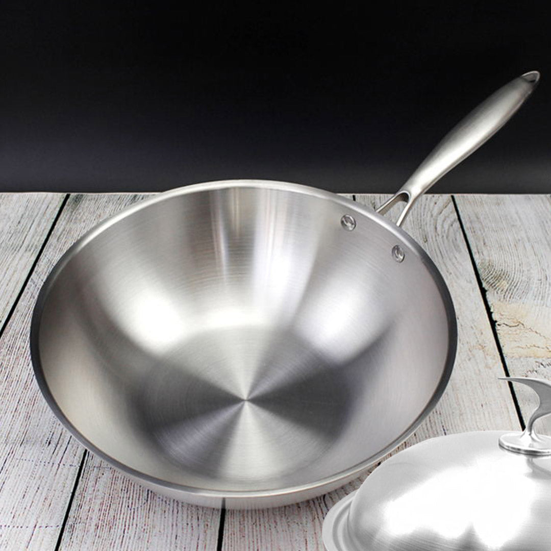 18/10 Stainless Steel 32cm Frying Pan Top Grade Skillet with Lid