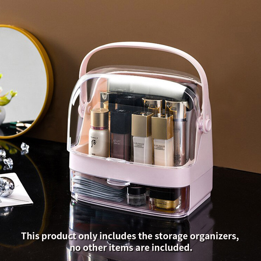2 Tier Pink Countertop Makeup Storage Organiser
