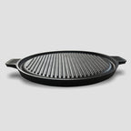 SOGA 43cm Round Ribbed Cast Iron Frying Pan with Handle